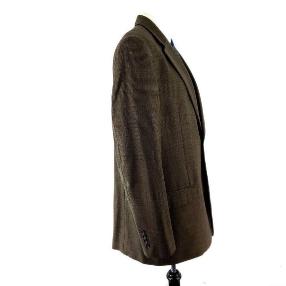 Pronto Uomo Wool 2 Button Sport Coat 44L Or Slim Fit 46L Brown Houndstooth Windo - Picture 6 of 10